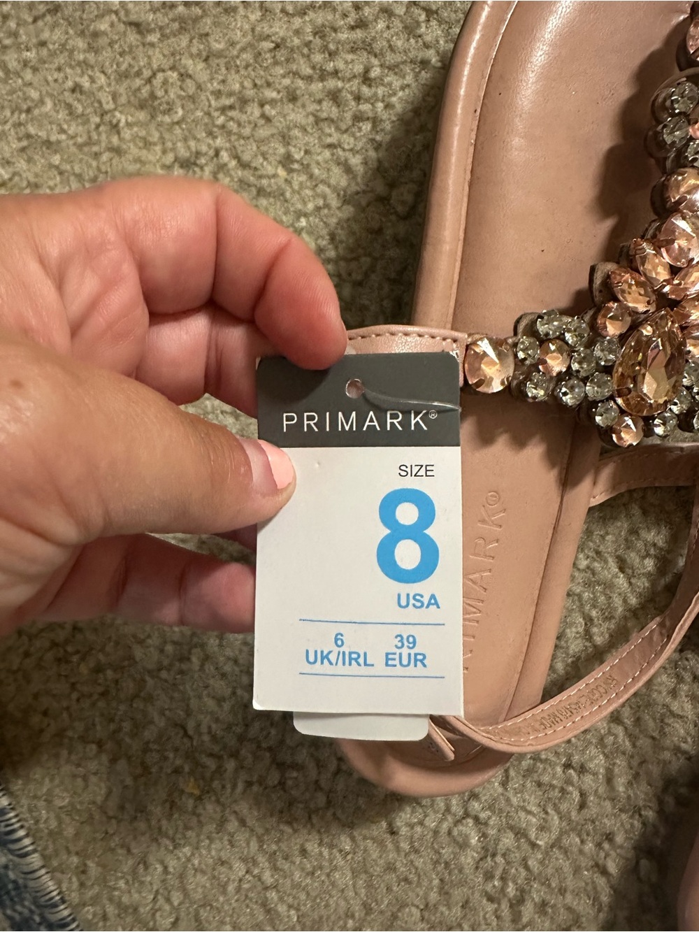 Primark Pink Jeweled T-Strap Sandals - Picture 3 of 4